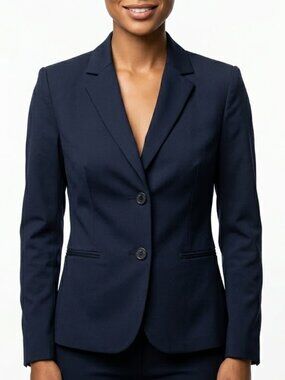 212 COLLECTION Navy Blue Tailored Blazer Size 16 Dark Academia Office Siren Core
